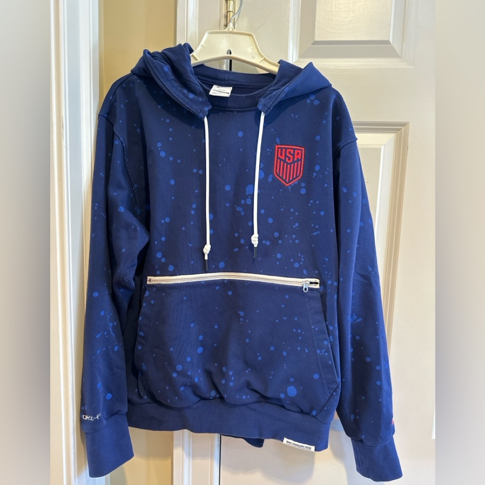 Nike USA Soccer Standard Issue Dri-FIT Hoodie Navy Paint Splatter Men’s L